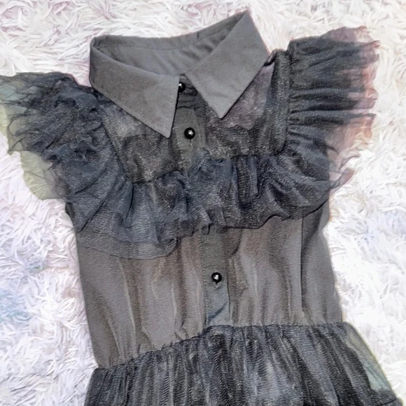 Girls Elegant Black Ruffled Dress - Picture 2 of 3
